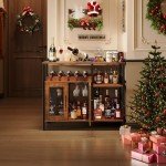 Rustic Brown Wine Bar Cabinet with Removable Bottle Holder