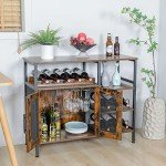 Rustic Brown Wine Bar Cabinet with Removable Bottle Holder