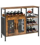 Rustic Brown Wine Bar Cabinet with Removable Bottle Holder
