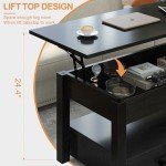 Lift Top Coffee Table with Storage Drawers - Black