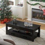 Lift Top Coffee Table with Storage Drawers - Black
