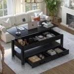Lift Top Coffee Table with Storage Drawers - Black