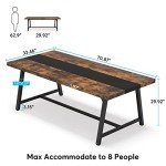 Rustic Brown Rectangular Dining Table for 8