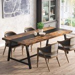 Rustic Brown Rectangular Dining Table for 8