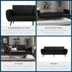 Novogratz Brittany 82" Faux Leather Futon Sofa