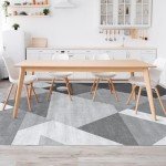 Modern Geometric 5x7 Washable Area Rug - Grey