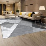 Modern Geometric 5x7 Washable Area Rug - Grey