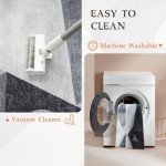 Modern Geometric 5x7 Washable Area Rug - Grey