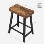Set of 2 Rustic Bar Stools with Footrest