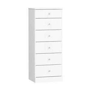 Astrid 6-Drawer Tall Dresser in White