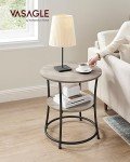 VASAGLE Round Side Table with 2 Storage Shelves