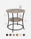 VASAGLE Round Side Table with 2 Storage Shelves