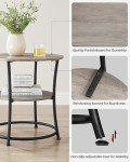VASAGLE Round Side Table with 2 Storage Shelves