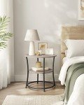 VASAGLE Round Side Table with 2 Storage Shelves