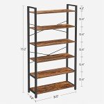 6-Tier Industrial Style Bookshelf in Rustic Brown