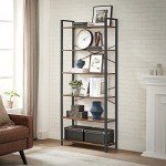 6-Tier Industrial Style Bookshelf in Rustic Brown