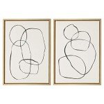Kate and Laurel Sylvie Gold Abstract Wall Art Set