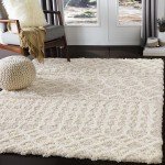 Beige Moroccan Shag Area Rug, 5'3" x 7'3