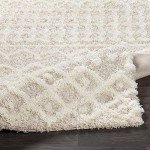 Beige Moroccan Shag Area Rug, 5'3" x 7'3