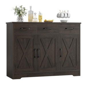 Modern Farmhouse Buffet Sideboard with Barn Doors