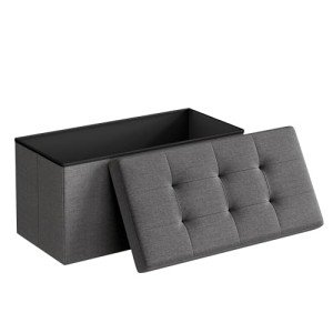 30-Inch Folding Storage Ottoman Bench - Dark Gray