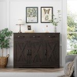 Modern Farmhouse Buffet Sideboard with Barn Doors