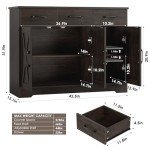 Modern Farmhouse Buffet Sideboard with Barn Doors