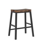 Set of 2 Industrial Bar Stools - Brown & Black