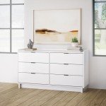 Modern 6-Drawer Double Dresser in White