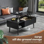 Black Lift Top Coffee Table with Storage Shelf