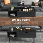 Black Lift Top Coffee Table with Storage Shelf