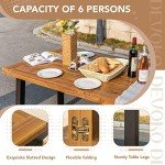 Devoko Rustic Acacia Wood Dining Table for 6