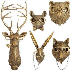 Faux Deer Head Wall Decor - Set of 5