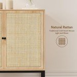 Set of 2 Rattan Sideboard Cabinets - 63" Wide