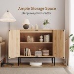 Set of 2 Rattan Sideboard Cabinets - 63" Wide