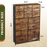 16-Drawer Tall Fabric Dresser for Home Storage