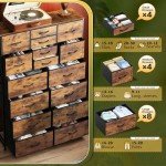 16-Drawer Tall Fabric Dresser for Home Storage