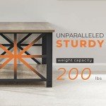 Gray Wash Farmhouse Coffee Table with Storage Shelf