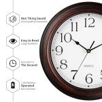 12-Inch Silent Vintage Wall Clock - Bronze