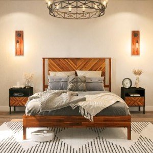 Vivian 14-Inch Rustic Queen Bed Frame with Headboard