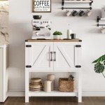 Farmhouse Console Table with Storage Cabinets (White)