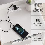 SUPERJARE Nightstand with Charging Station and LED Lights