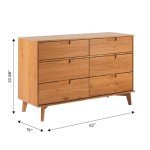 Modern 6-Drawer Solid Wood Dresser in Caramel