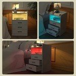 SUPERJARE Nightstand with Charging Station and LED Lights