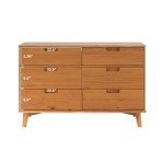 Modern 6-Drawer Solid Wood Dresser in Caramel