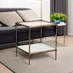Ashley Ryandale Modern Accent Table, Antique Brass