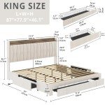 King Size Upholstered Bed Frame with Storage