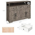 Rustic Grey Farmhouse Buffet Cabinet with Drawers