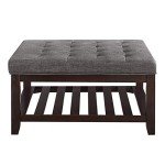 Large Dark Gray Upholstered Tufted Ottoman Coffee Table