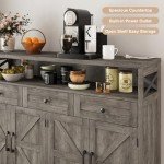 Rustic Grey Farmhouse Buffet Cabinet with Drawers